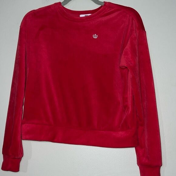 Juicy Couture Red Velour Sweatshirt - Picture 1 of 8